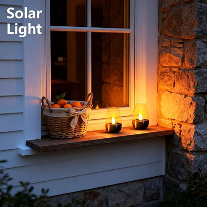 Solar Garden Light – Candle Design with Flame Effect