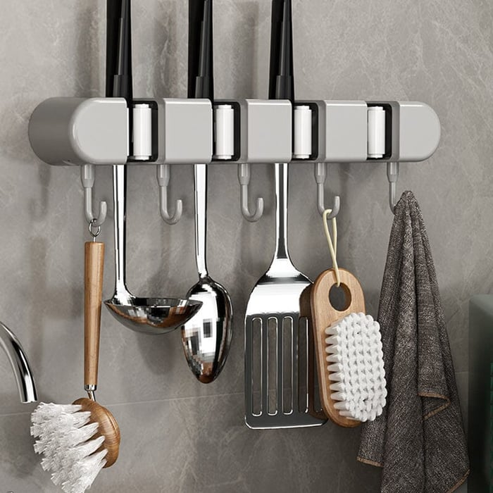 No-Drill Wall Holder for Brooms & Mops | SecureGrip for 2.8 cm Handles