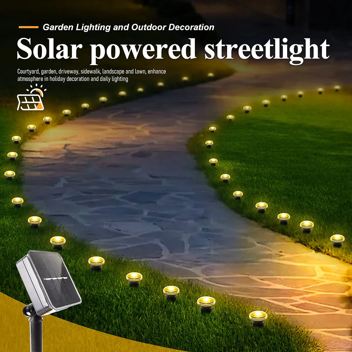 Solar LED Garden Path Lights | 15/30 LEDs | 8 Lighting Modes | IP65 Waterproof Outdoor Lamps