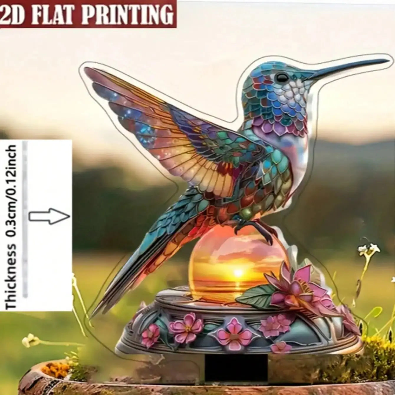 Hummingbird Garden Decoration | Acrylic Outdoor Light | Perfect for Lawn & Yard