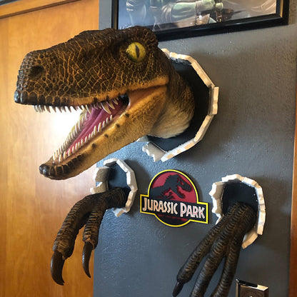 Wall Decor Featuring Bursting Velociraptor Design