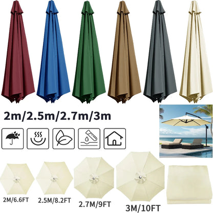 Waterproof Replacement Sun Umbrella Cover for 6/8 Ribs - Outdoor Use for Garden and Patio