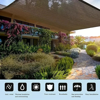 Sun Shade Protection Net | 90% UV Defense | Weather-Resistant Polyester | Brown | For Sun and Greenhouse Protection