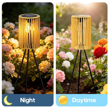 Handcrafted Solar Floor Lamp in Rattan Weave