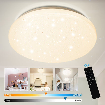 Dimmable 24W LED Ceiling Fixture with Starry Sky Design