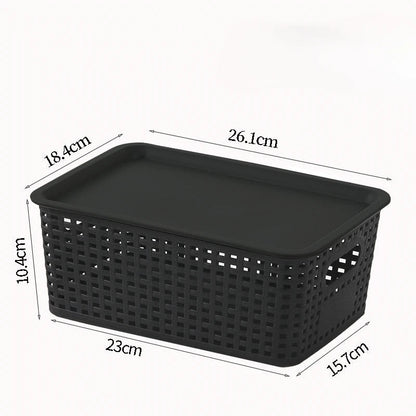 Stackable Plastic Storage Bins with Lid | Contemporary Ventilated Organizers for Office, Bedroom & Kids Room
