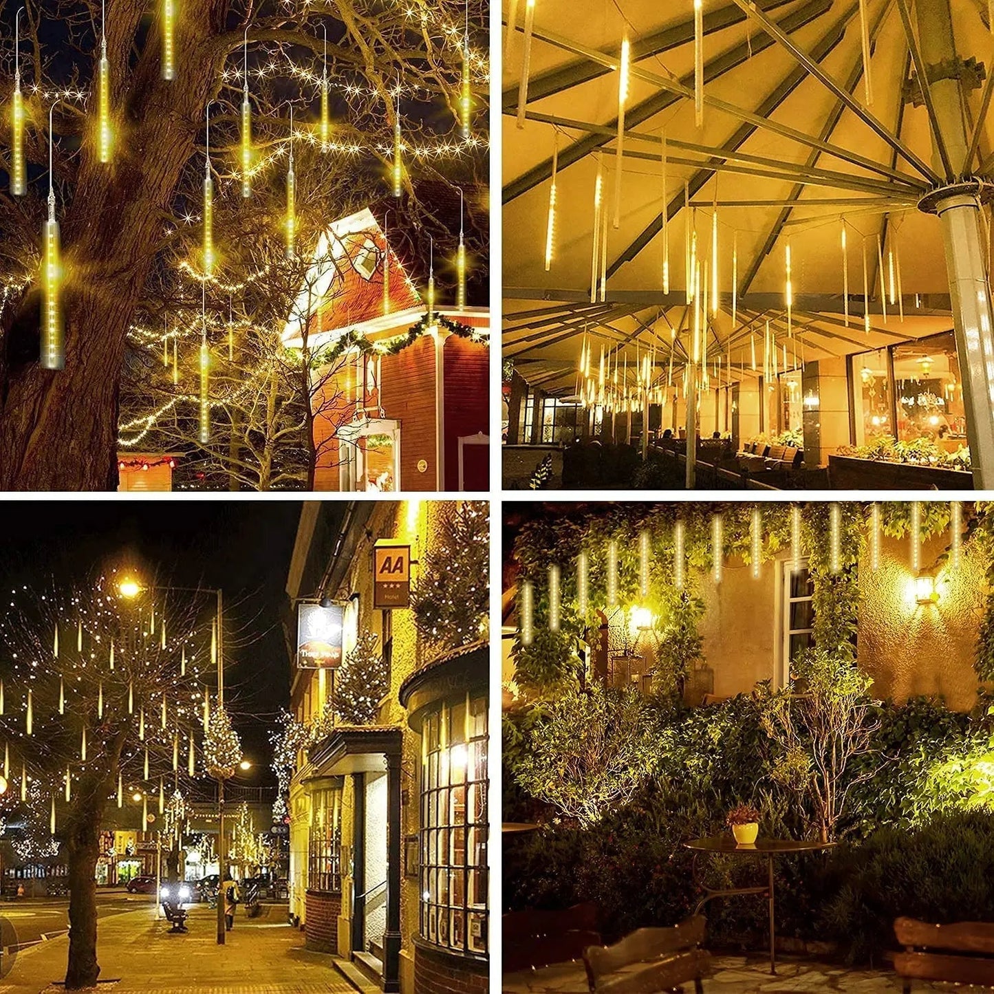 LED Meteor Shower String Lights with EU Plug | 8 Tubes | 30 cm / 50 cm Length | Warm White or Cool White | Perfect for Outdoor & Holiday Decor