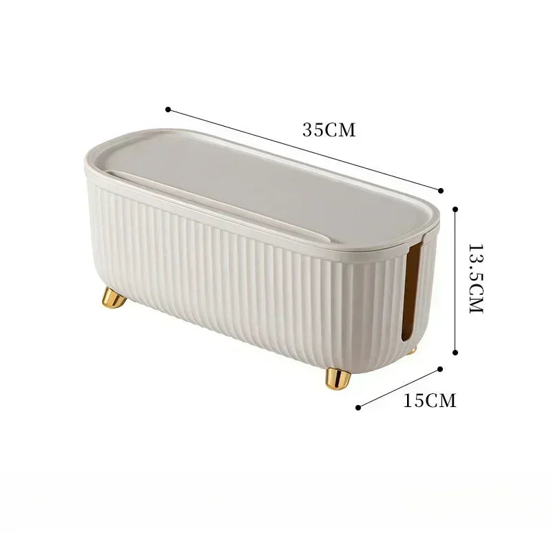 Cable Management Box with Lid - Storage for Sockets and Router - White Scandinavian Design