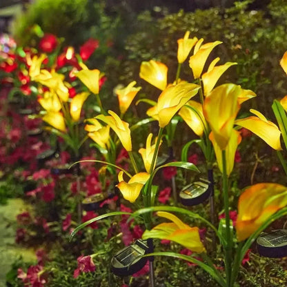 Solar LED Garden Light in Calla Lily Design | Waterproof Outdoor Fixture with Stake for Lawn & Patio