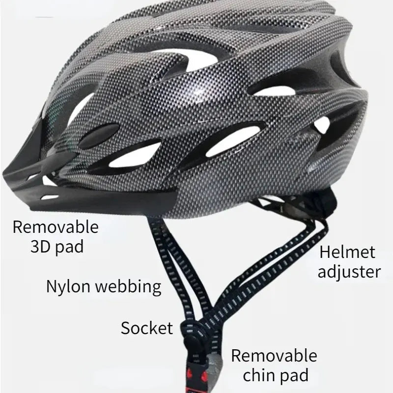 Adult Bike Helmet - Lightweight MTB Safety Gear - Adjustable Size 54-61 cm
