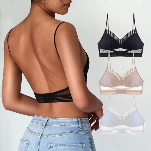 Wireless Lace Bra with Low Back Lift Design