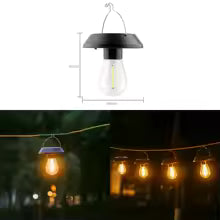 Small Solar-Powered Hanging Light with Tungsten Bulb – Waterproof LED for Balcony & Garden Decor