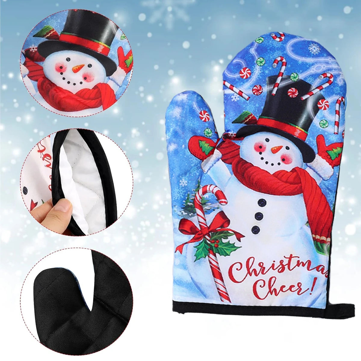 Festive Christmas Oven Mitts Set | Heat-Resistant Kitchen Gloves for Holidays