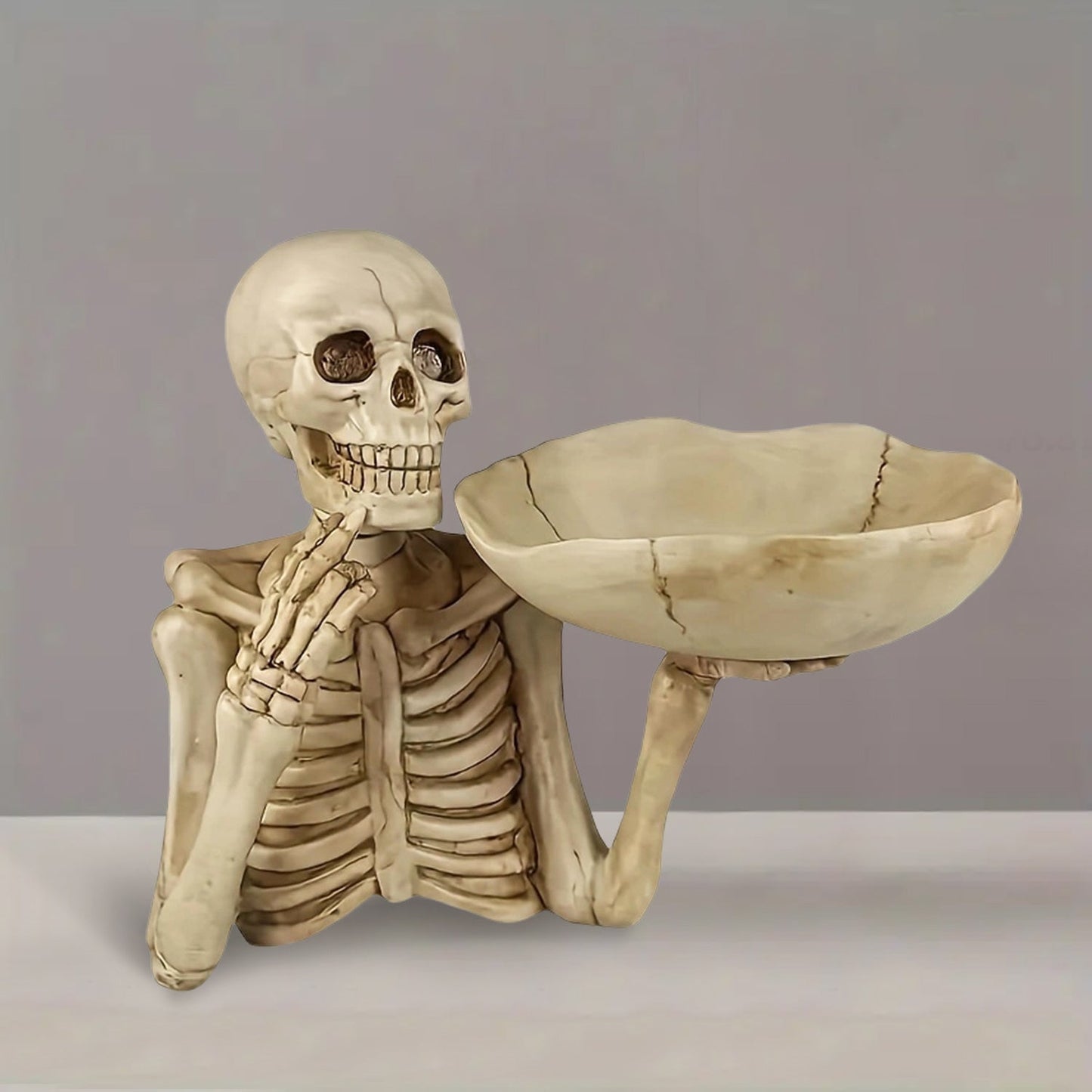 Skull-Shaped Resin Bowl for Halloween Treats and Gothic Decor