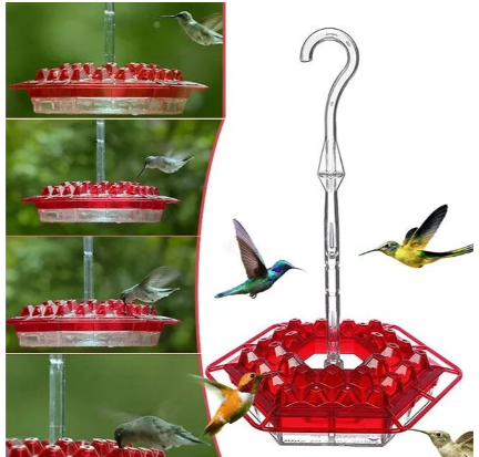 BlossomNest Hanging Hummingbird Feeder with Perch & 30 Ports