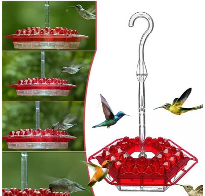 BlossomNest Hanging Hummingbird Feeder with Perch & 30 Ports