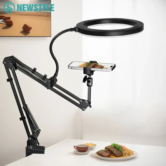 Adjustable Arm LED Ring Light with Phone Holder | 3 Color Modes & USB Powered | Perfect for Live Streaming, Videos, and Selfies