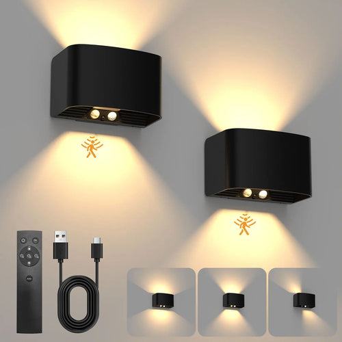Wireless LED Wall Light with Up and Down Lighting | Motion Sensor | Warm White 3000K