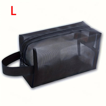 Black Mesh Cosmetic Bag | Portable Organizer | Travel Accessories