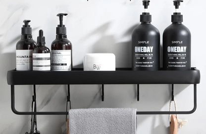 Corner Shelf in Black Aluminum – No-Drill Installation