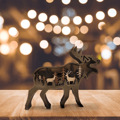 Hand-Carved Wooden Forest Animal Decoration | Natural Elegance & Rustic Charm for Home