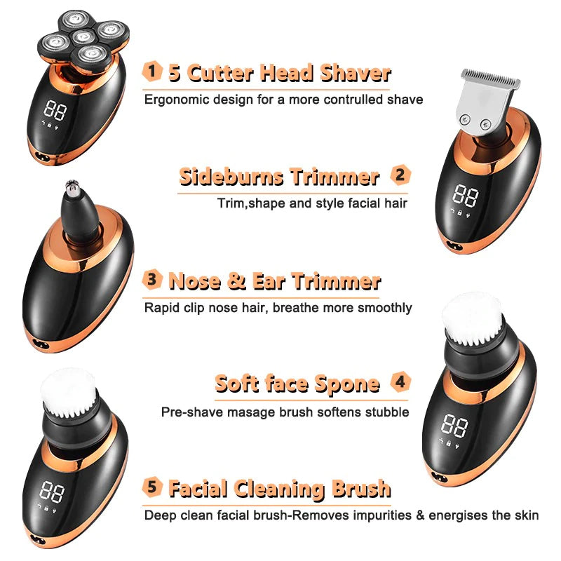 Versatile 5-in-1 Rechargeable Grooming System