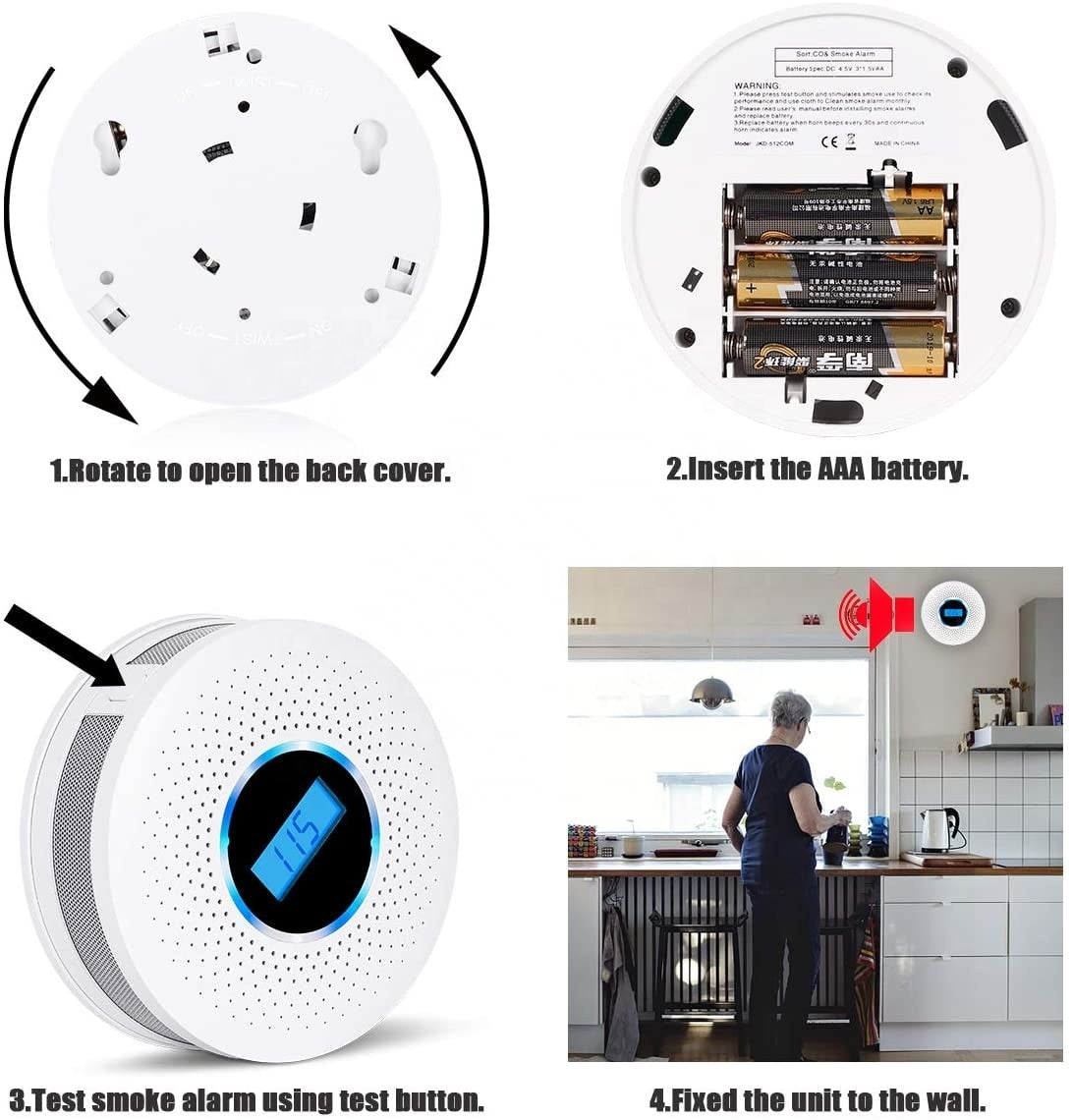 Smoke and Carbon Monoxide Detector with Long-Lasting Battery