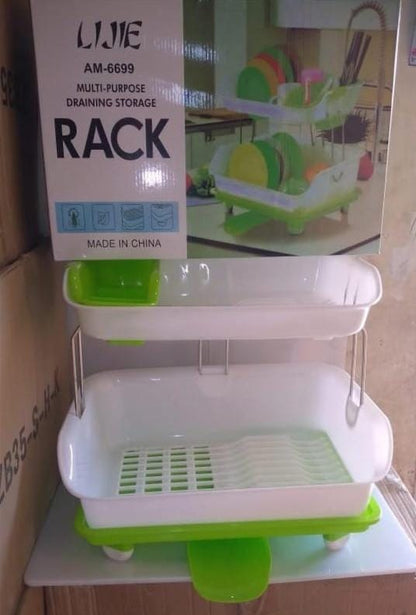 Double-Tier Dish Drying Rack with Utensil Holder