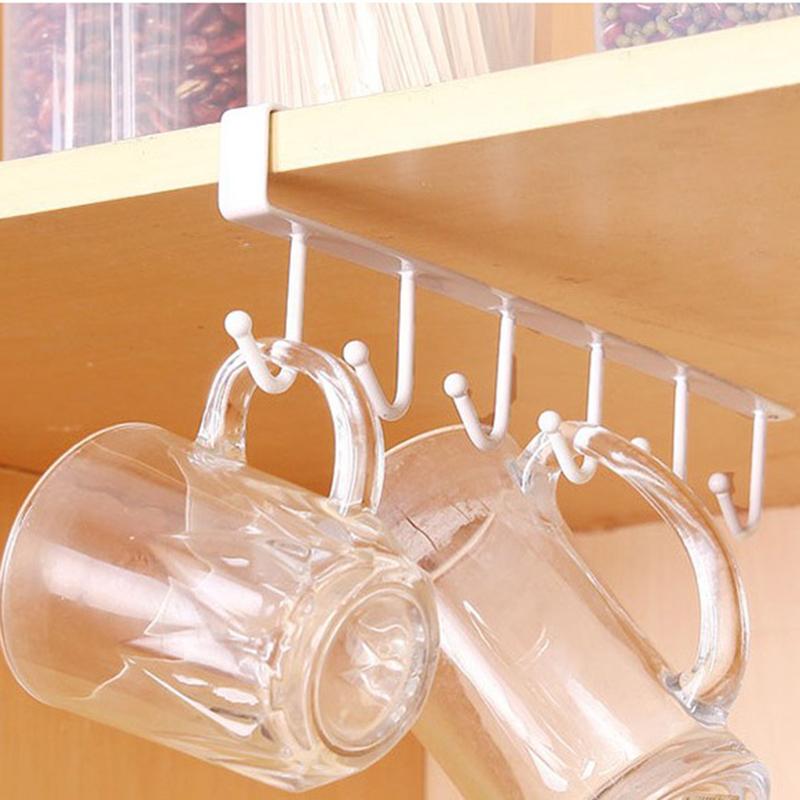 Space-Saving 6-Hook Cup Organizer Rack for Stylish Storage