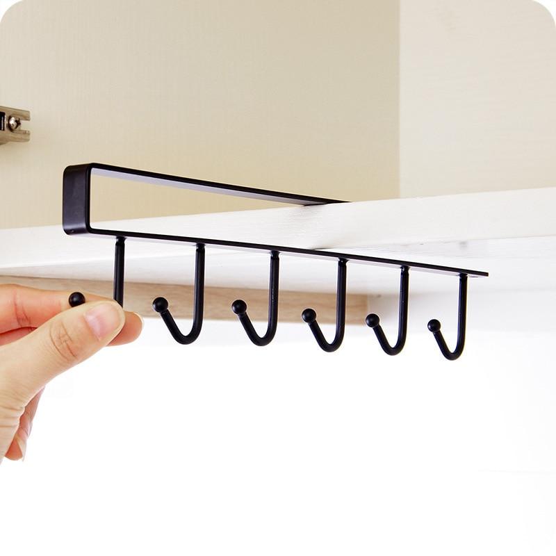 Space-Saving 6-Hook Cup Organizer Rack for Stylish Storage