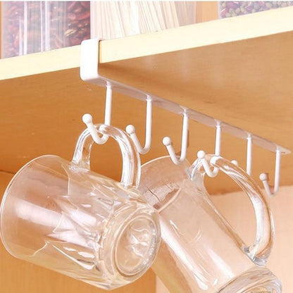 Space-Saving 6-Hook Cup Organizer Rack for Stylish Storage