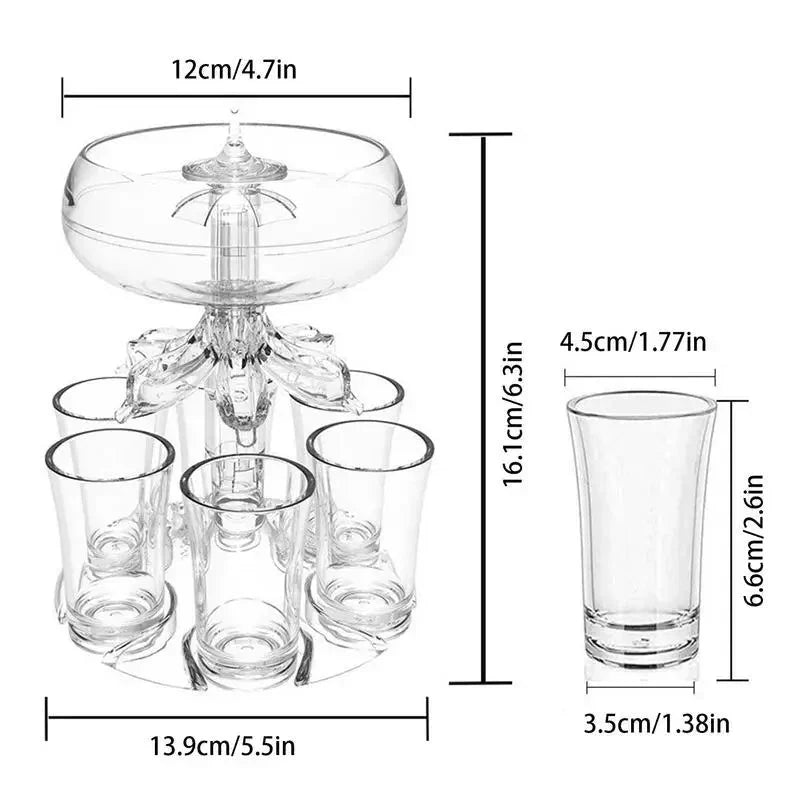 6-Cup Shot Glass Filling Station with Holder