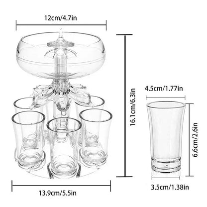 6-Cup Shot Glass Filling Station with Holder