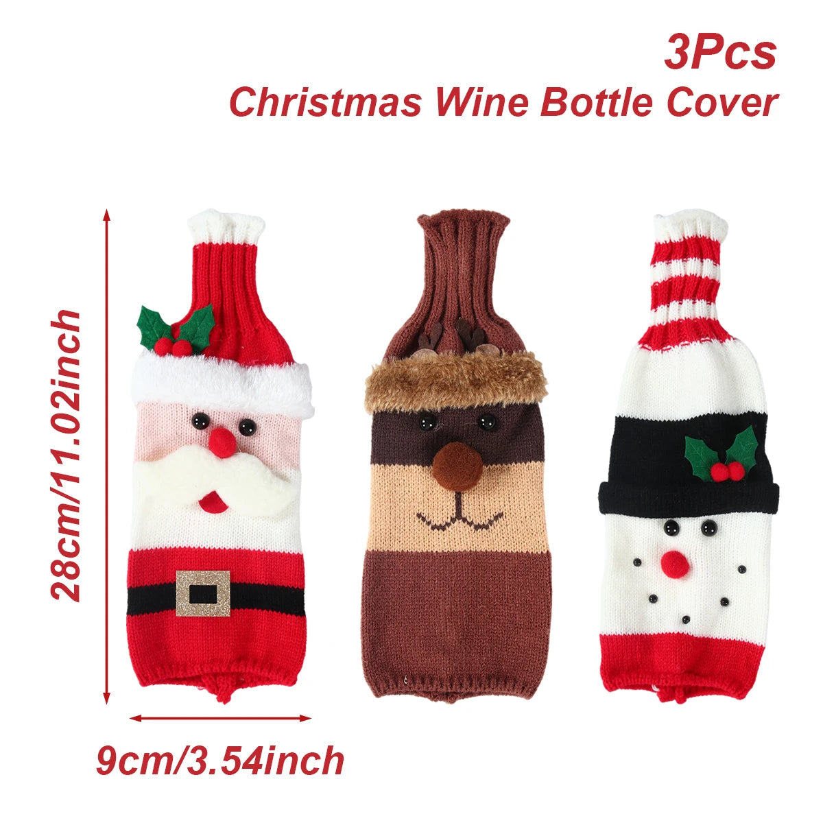 Wine Bottle Cover for Christmas Decoration 2025 | Fabric Sleeve for Wine and Champagne Bottles | Perfect Gift & Table Decor for Christmas & New Year 2026