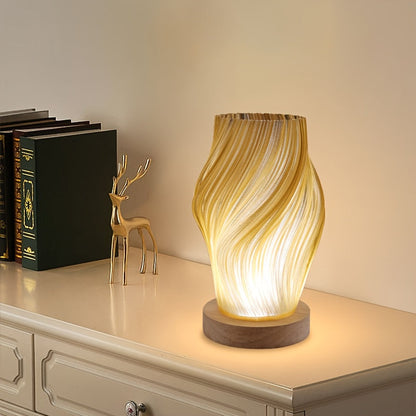 Adjustable Brightness USB Lamp with Wooden Base for Table Use