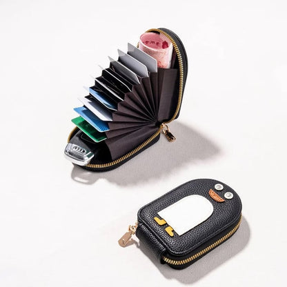 Compact Zipper Wallet with Accordion Slots – SecureHold for 11+ Cards | Waterproof PU Leather | Sleek 12×7×3 cm Design