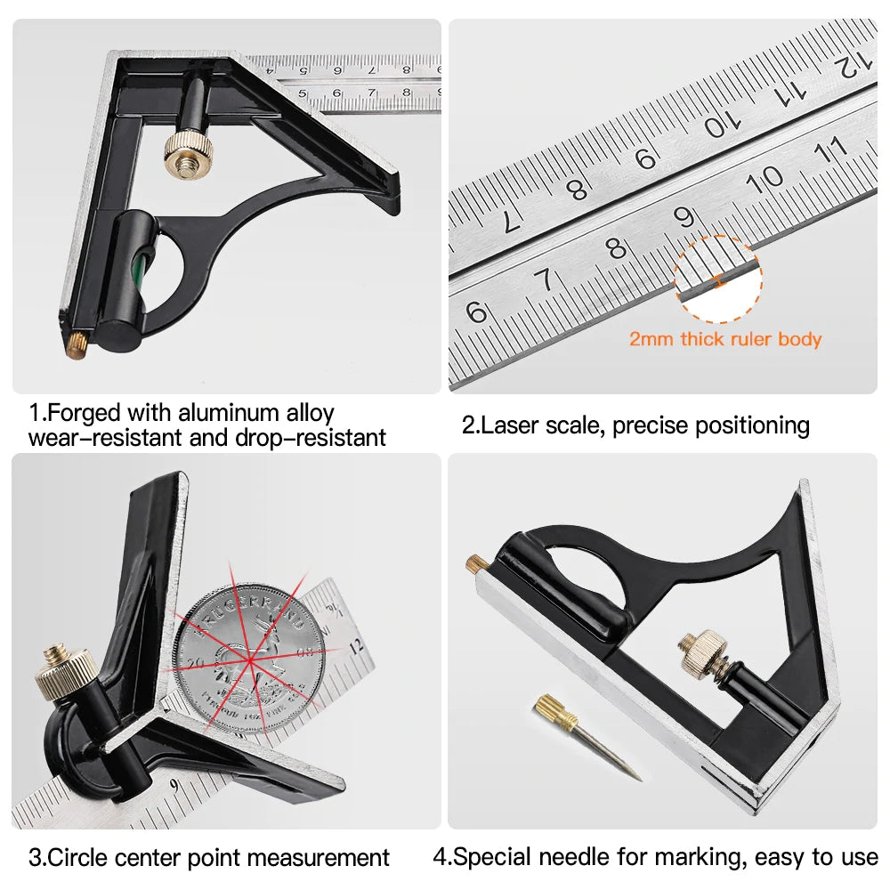 Adjustable Ruler - Versatile Set with Movable Angle Measuring Tool
