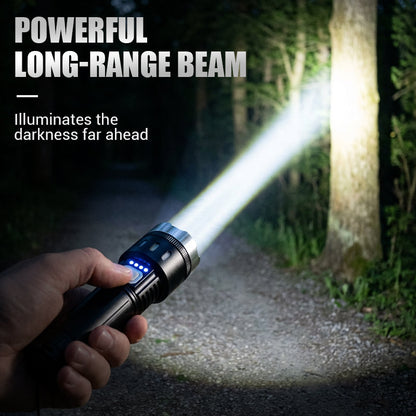 Valentine's Day Special: 50% Off! Multifunctional LED Flashlight with Zoom & Battery Indicator – Ultra Bright with Extended Range!