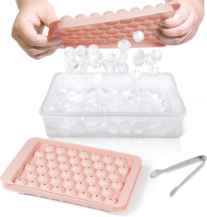 2-Pack Round Ice Mold Trays with Lids and Bin – 0.8” Freezer Tools