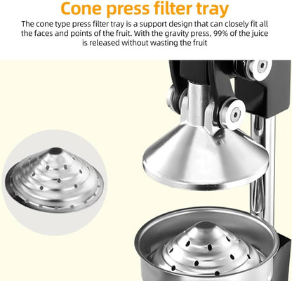 Cast Iron Hand Press Juicer – 99% Juice Extraction, Stainless Steel