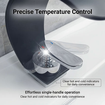 Mirror Basin Faucet with Waterfall Stream Design