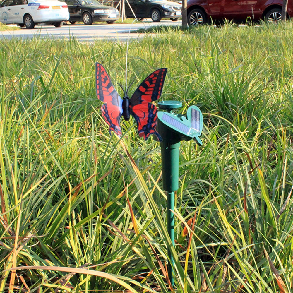 Solar-Powered Garden Decorations with Fluttering Birds and Butterflies