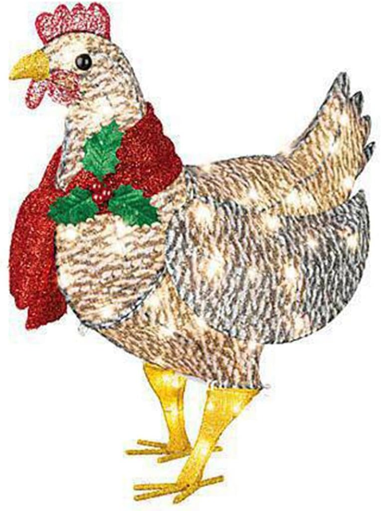 LED Chicken with Scarf – Winter Holiday Decor for Indoor and Outdoor Use