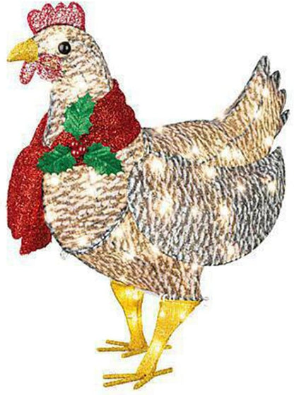 LED Chicken with Scarf – Winter Holiday Decor for Indoor and Outdoor Use