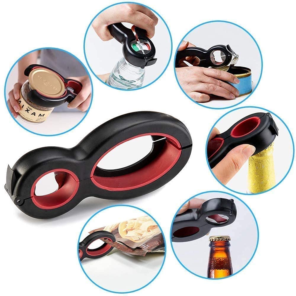 Multi-Functional Kitchen Jar and Bottle Opener – 6 Tools in 1