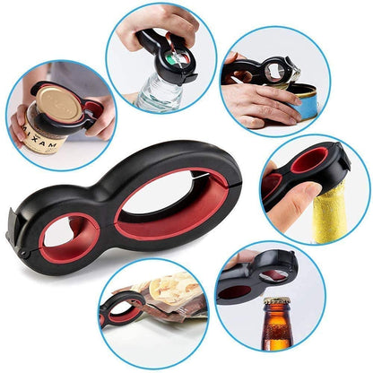 Multi-Functional Kitchen Jar and Bottle Opener – 6 Tools in 1