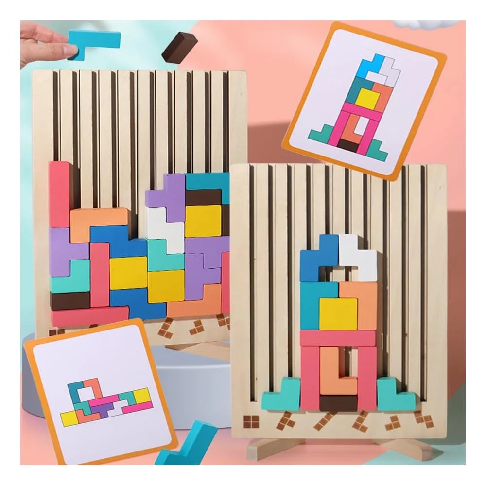 Colorful Wooden Stacking Game for Kids | Boosts Logic & Creativity
