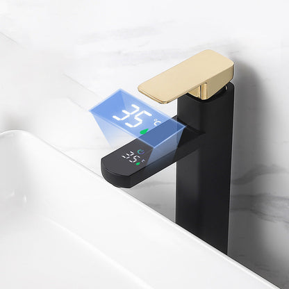 Modern Bathroom Sink Faucet with Digital Display – Low Arch Monochrome