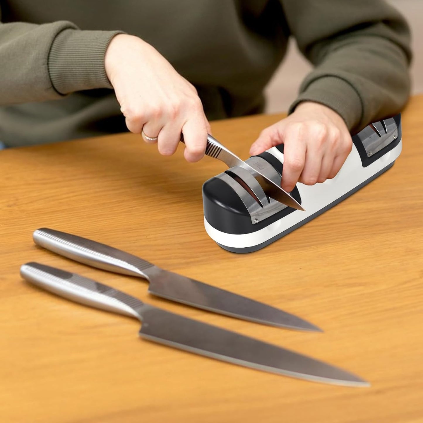 Electric Knife Sharpener with 3 Speed Settings and LED Indicator