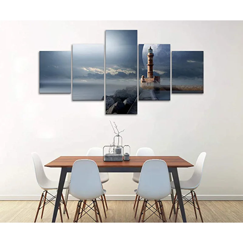 5-Piece Coastal Nightscape Canvas Artwork Collection